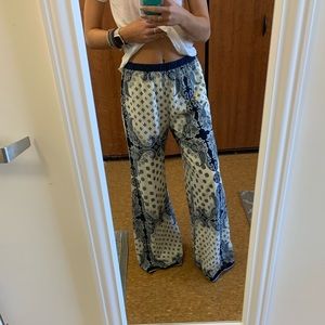 Wide-Leg Patterned Pants